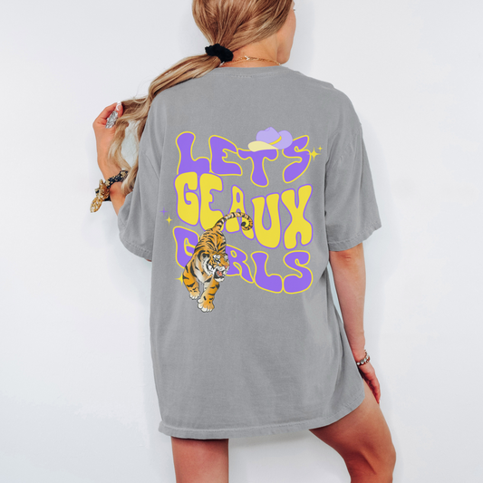 Comfort Colors Louisiana Lets Geaux Girls Tiger Cowgirl Tee