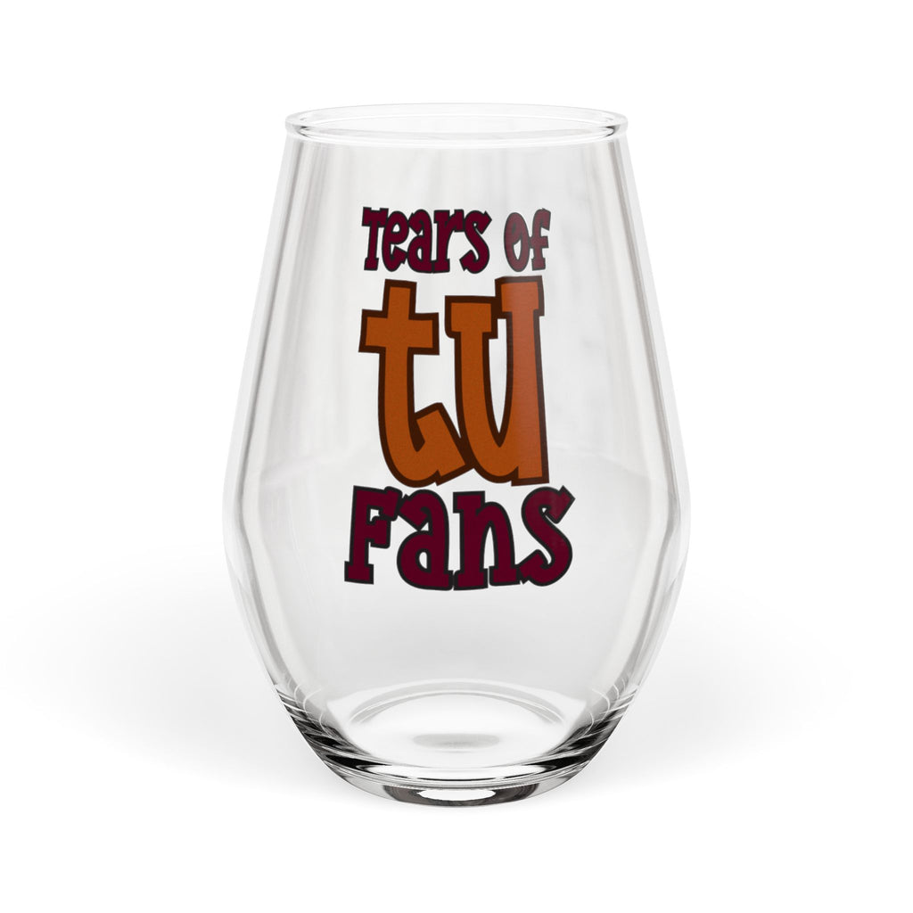 Stemless Wine Glass - 'Tears of TU Fans' - Perfect Gift for Game Day, College Friends, Holidays, Celebrations, Wine Lovers