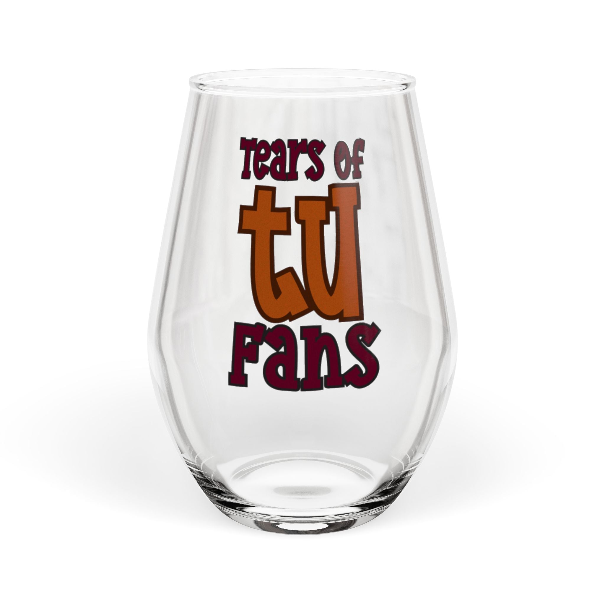 Stemless Wine Glass - 'Tears of TU Fans' - Perfect Gift for Game Day, College Friends, Holidays, Celebrations, Wine Lovers
