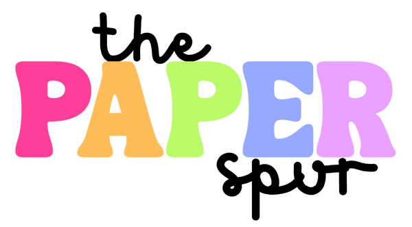 Colorful text 'the PAPER spur' on a white background