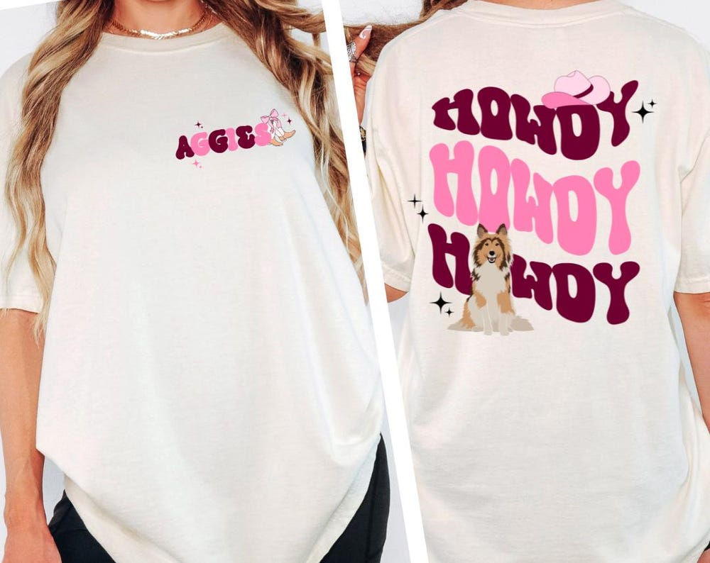 Texas Aggies 'HOWDY' T-Shirt: Groovy Western Cowgirl Design for Gameday - Comfort Colors Brand